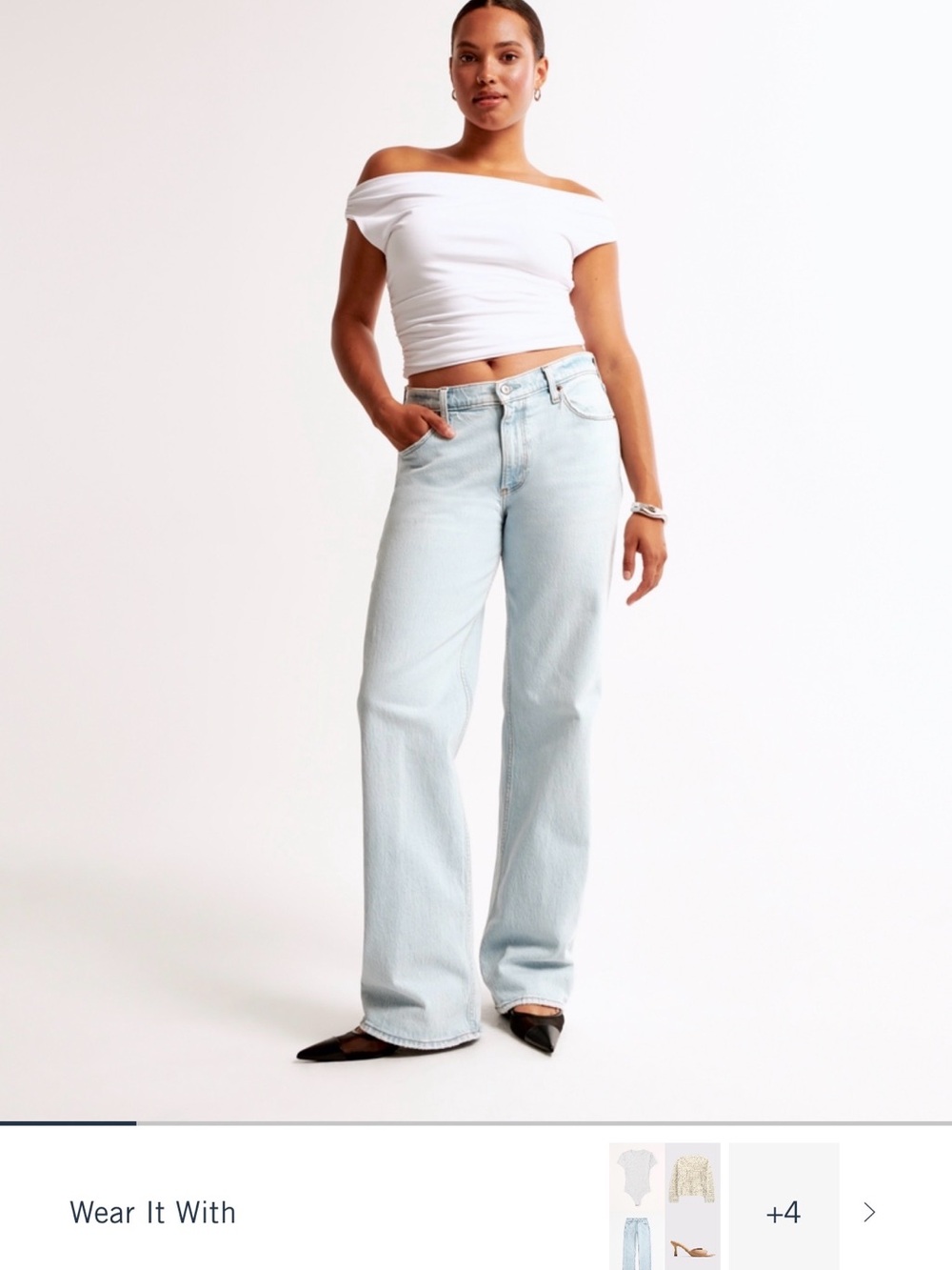 Abercrombie low ride Light Wash womens Baggy Jeans size 30 Long